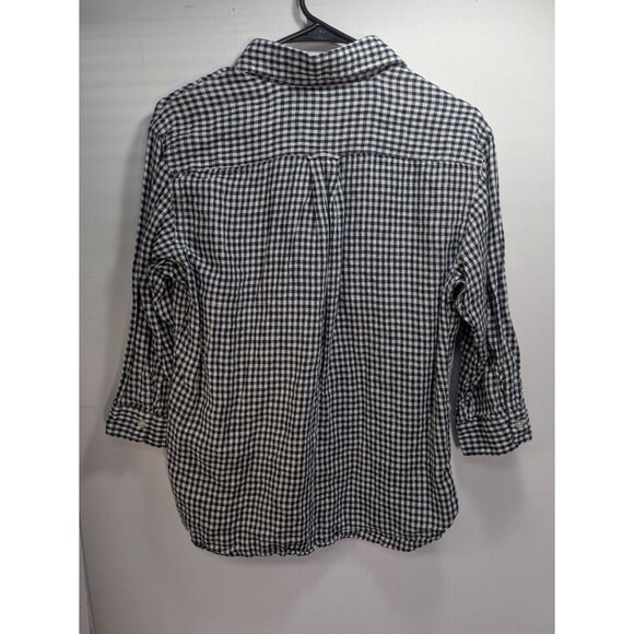 Urban Research Doors Womens European Linen Gingham Black/White Shirt Size Small - Picture 8 of 8